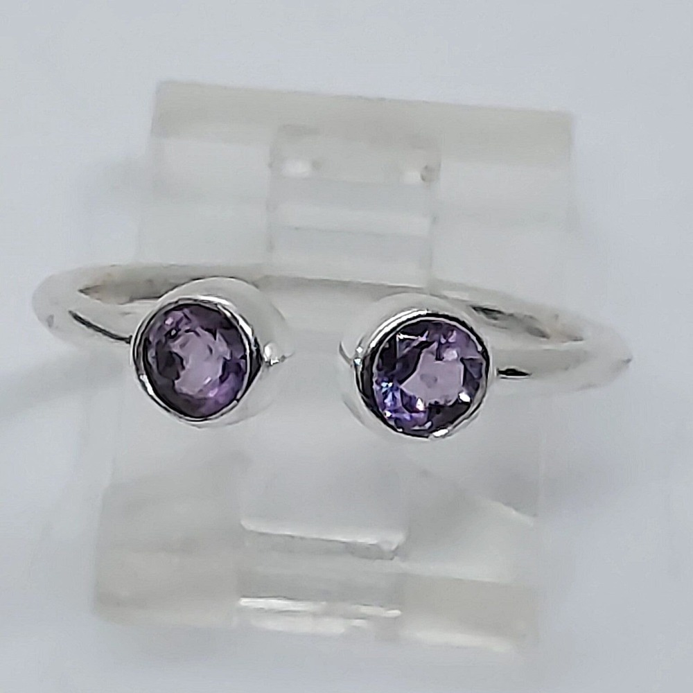 Sterling silver 925 Amethyst adjustable ring